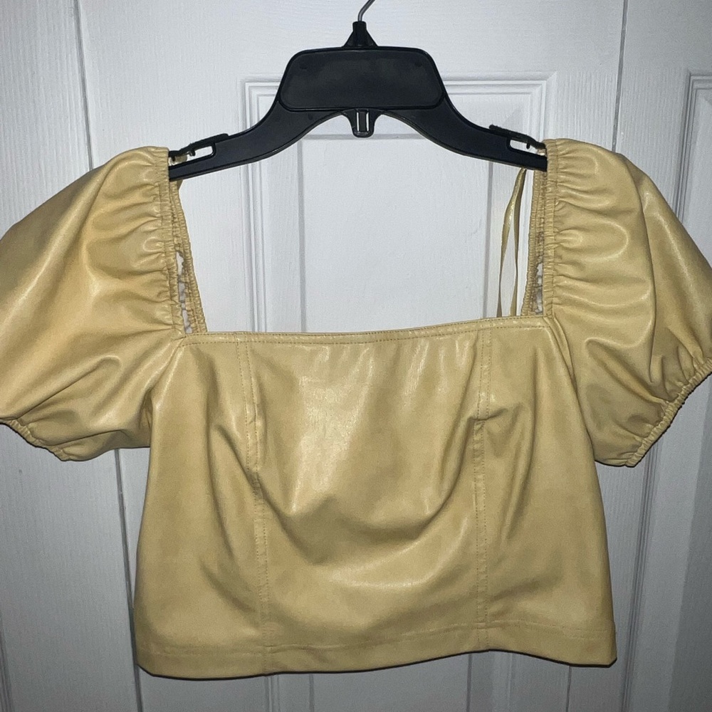 7 for All Mankind, Pleather Puff Sleeve Top